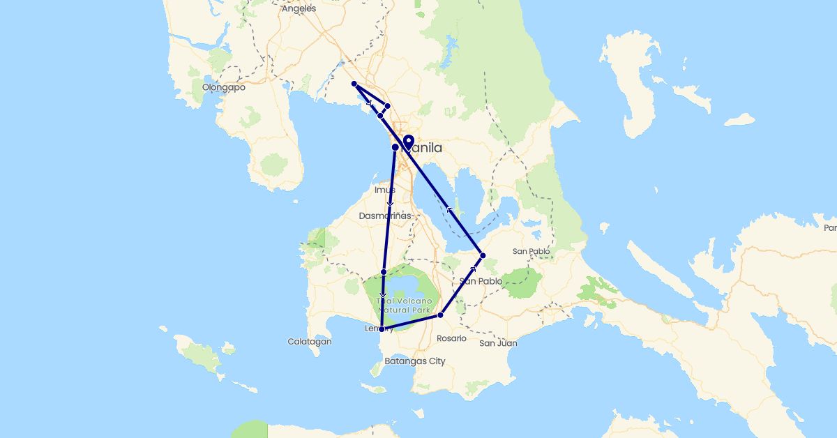 TravelMap itinerary: driving in Philippines (Asia)