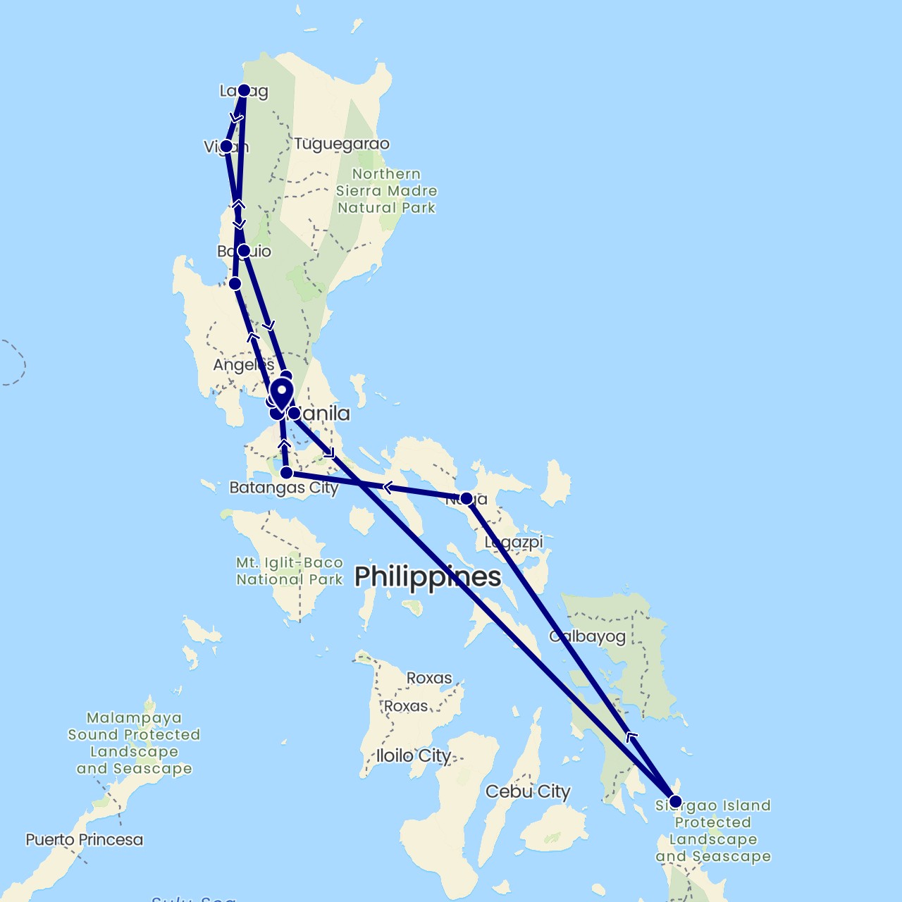 TravelMap itinerary: driving in Philippines (Asia)