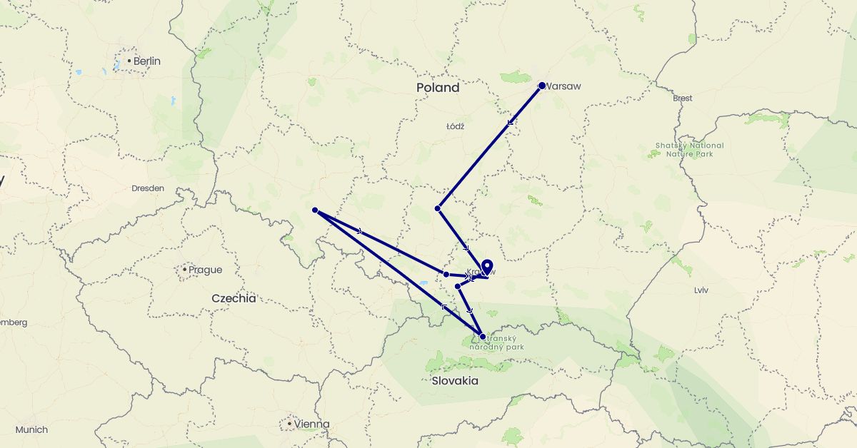 TravelMap itinerary: driving in Poland (Europe)