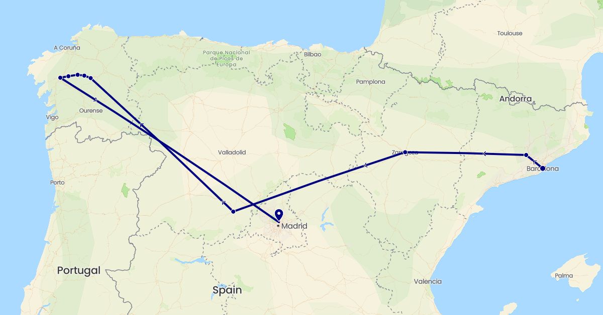 TravelMap itinerary: driving in Spain (Europe)