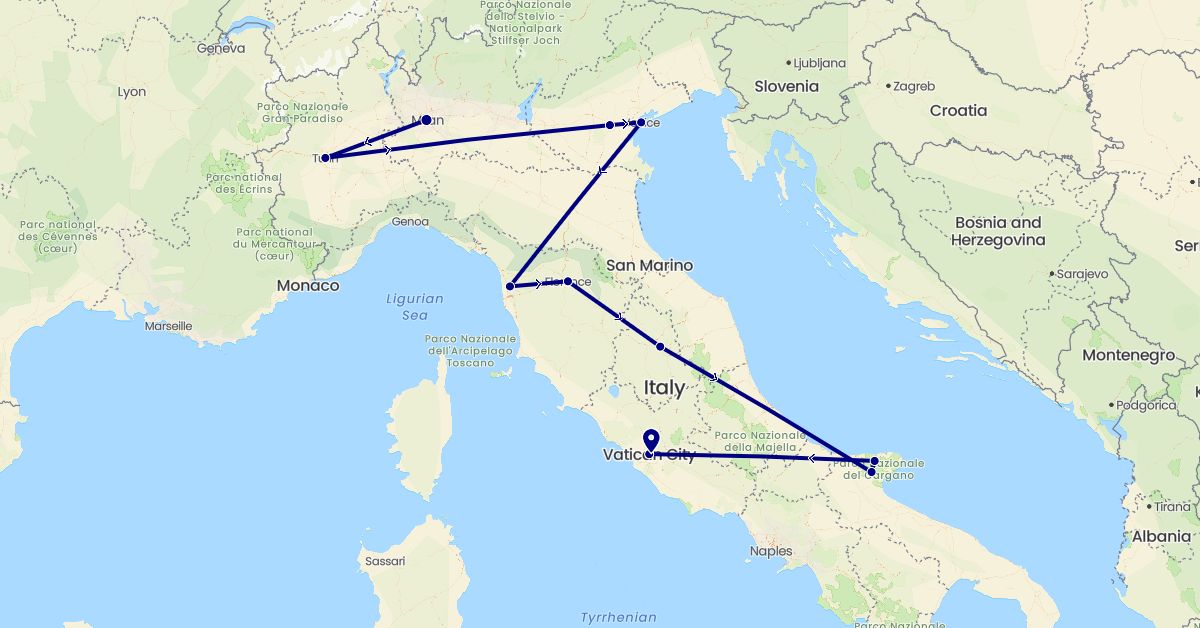 TravelMap itinerary: driving in Italy, Vatican City (Europe)