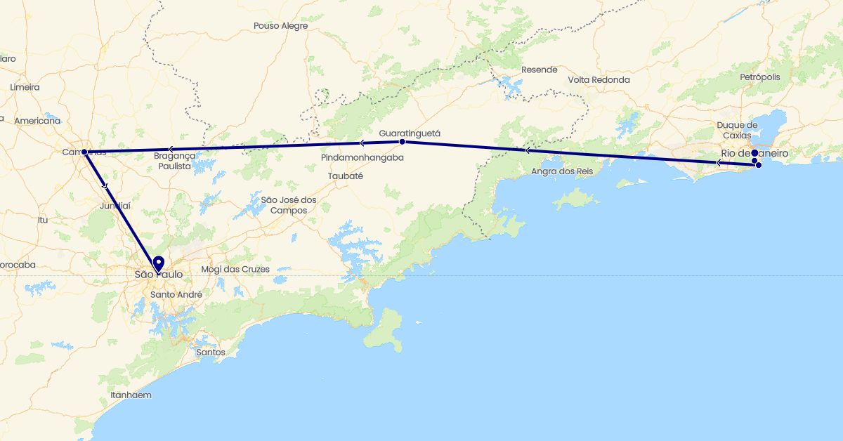 TravelMap itinerary: driving in Brazil (South America)