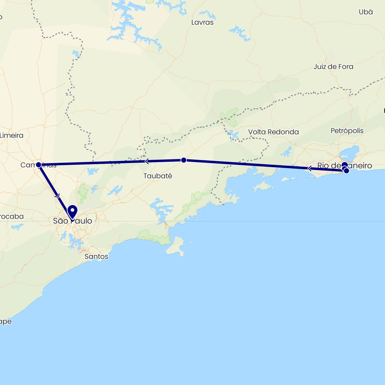 TravelMap itinerary: driving in Brazil (South America)