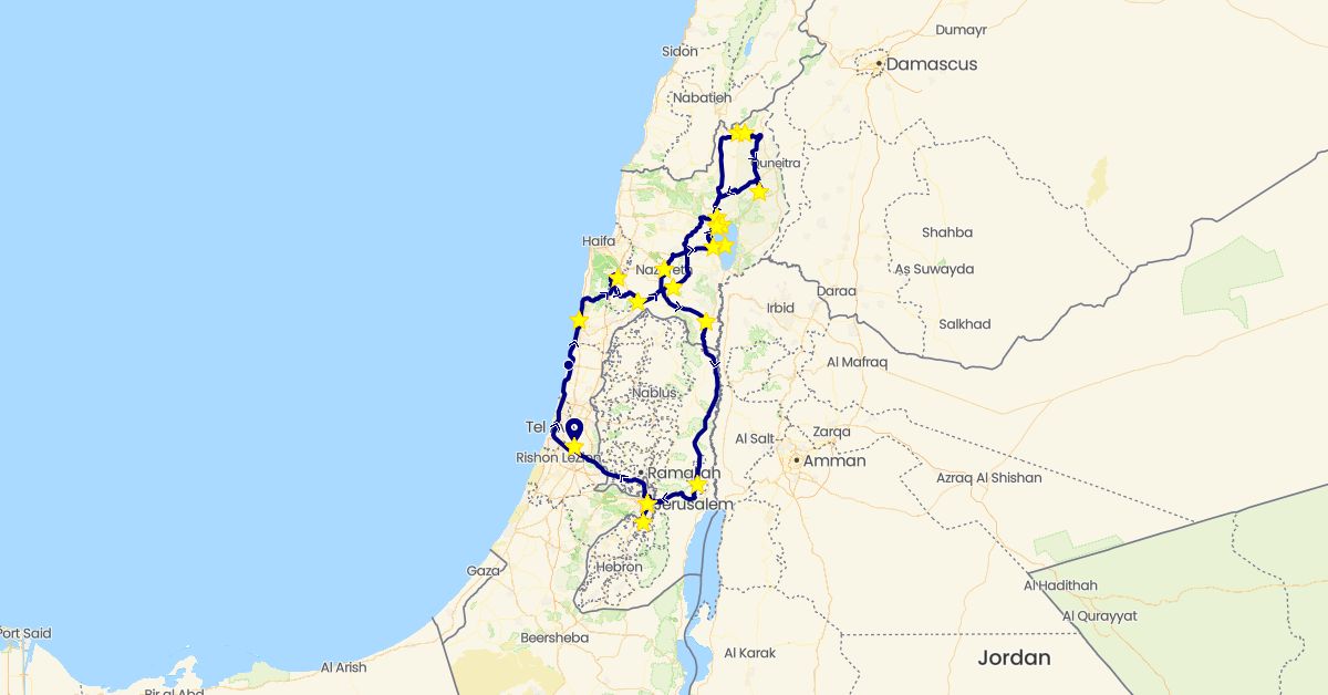 TravelMap itinerary: driving in Israel, Palestinian Territories (Asia)