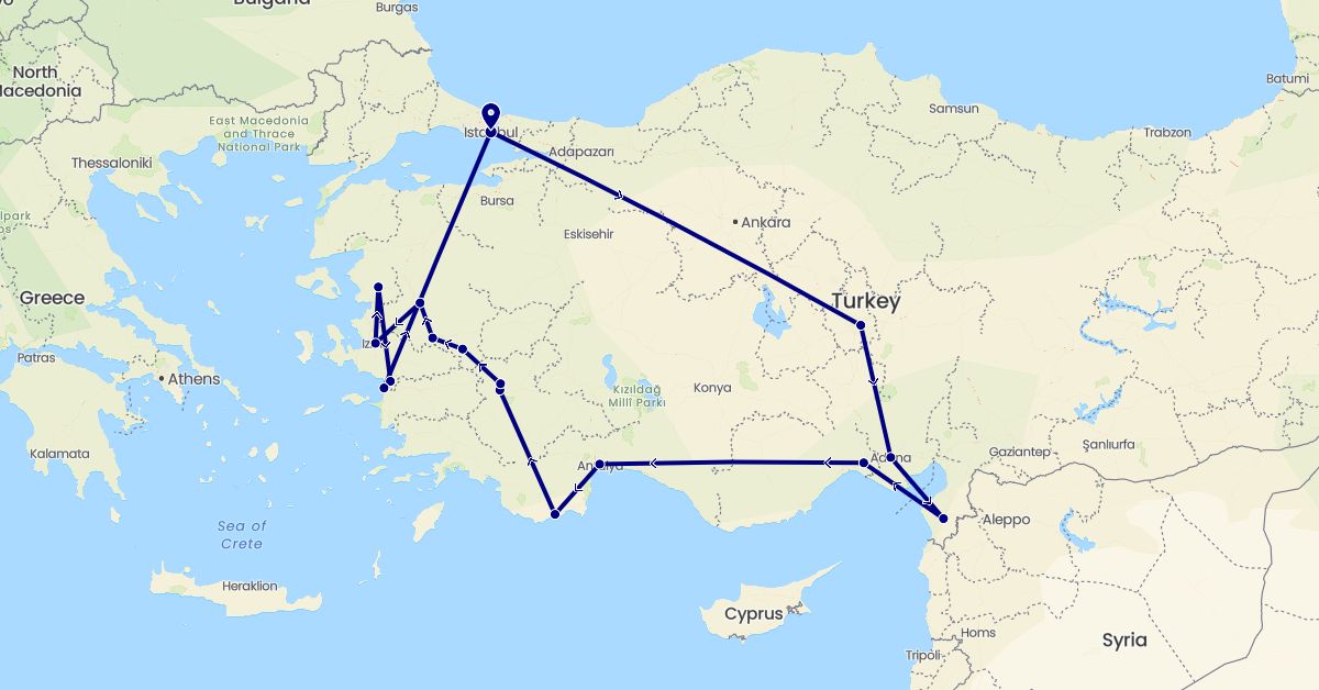 TravelMap itinerary: driving in Turkey (Asia)