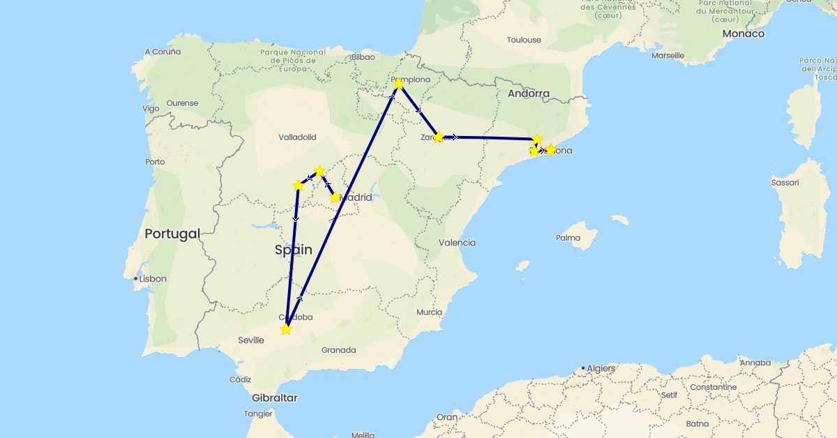 TravelMap itinerary: driving in Spain (Europe)