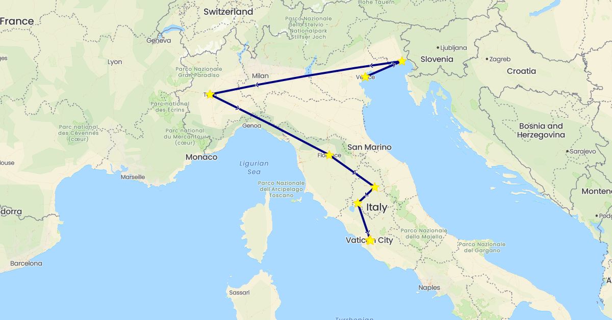 TravelMap itinerary: driving in Italy, Vatican City (Europe)