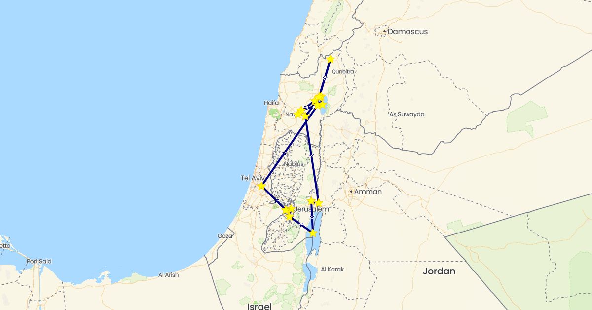 TravelMap itinerary: driving in Israel, Palestinian Territories (Asia)